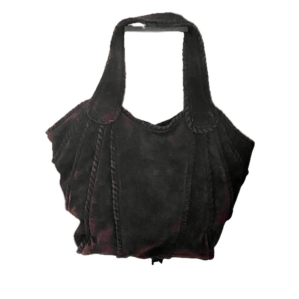 SALE ~ Vintage Kooba Hobo Suede Bag Dark Brown Suede Wide Shoulder Straps - Picture 16 of 16